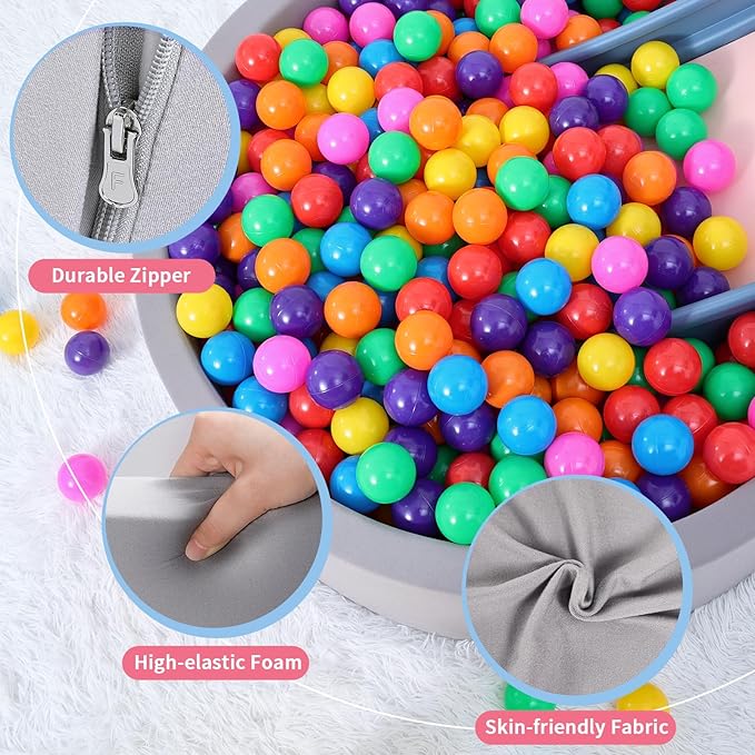 Foam Ball Pit for Toddlers with 200 Balls, Large Baby Ball Pit for Babies with Soft Memory Sponge, Indoor Outdoor Baby Playpen, Kids Play Ball Pool, Gift Toys for Infants Boys and Girls