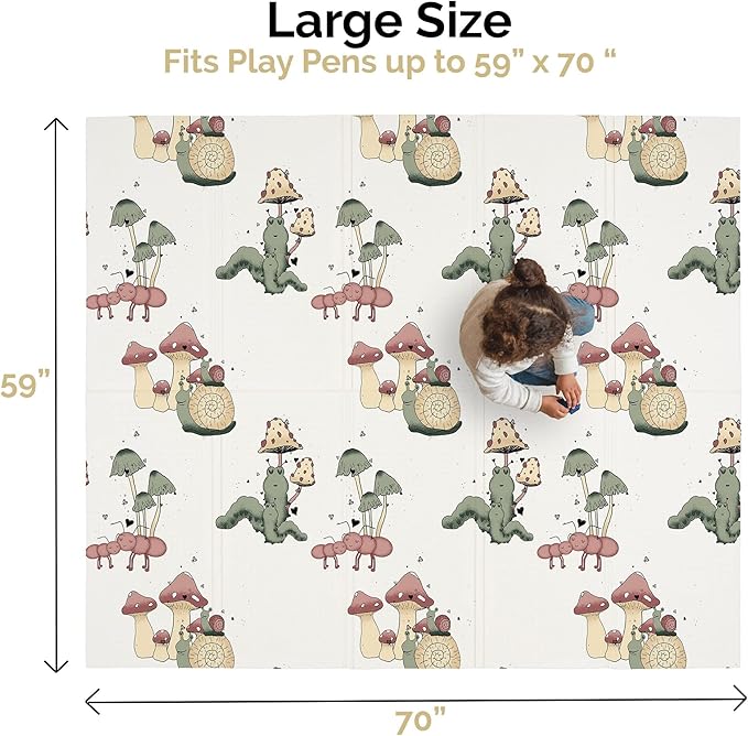 JumpOff Jo Foldable Foam Play Mat ??Large Waterproof Baby & Toddler Activity Floor Mat, Double-Sided 70 x 59 Inch Play Surface