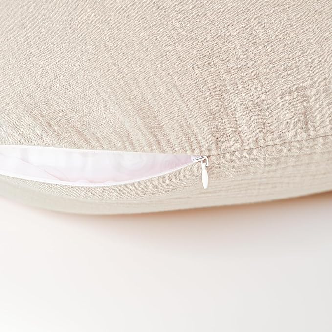 Muslin Nursing Pillow and Positioner, Breastfeeding, Bottle Feeding, Baby Sitting Support with Removable Ultra Soft Minky Cover, Tummy Time Support for Baby Boys and Girls