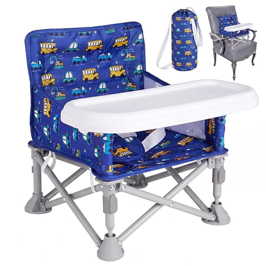 Portable Baby Booster Seat with Tray, Toddler Booster seat for Dining, Camping, Travel, Baby Beach Chair 6 Months to 3 Years Old Indoor Outdoor Use CH2406