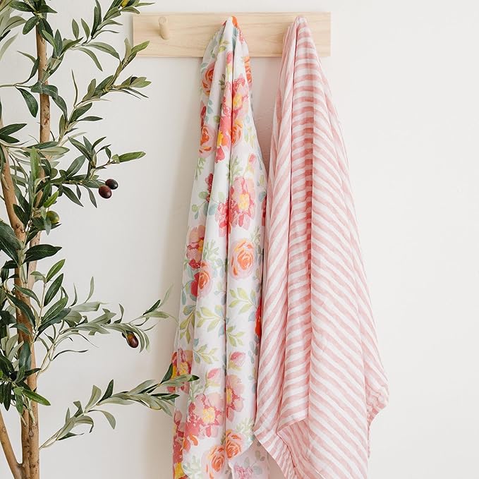 Featherhead??100% Cotton Muslin Swaddle Blankets for Baby Girl - Large 47?�x 47??- Pre-Washed, Soft, & Breathable - Newborn Essential & Perfect Baby Registry Gift (4 Pack - Garden Floral)