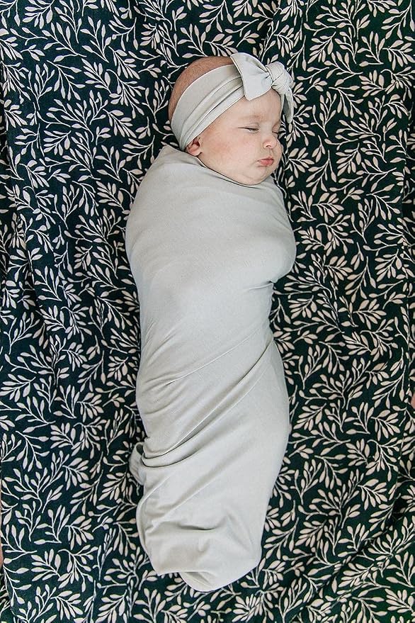 Mebie Baby Stone Stretch Swaddle, Modern and Neutral Swaddle Blanket for Baby Girl or Boy, Soft Baby Blankets, Newborn Swaddle Blanket, 0-3 Month, Comfy Wrap, Baby Essentials & Gifts (47" x 47")