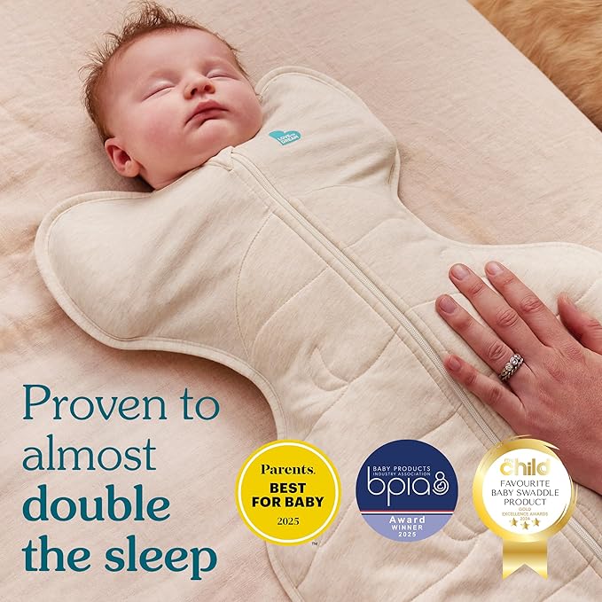 Love to Dream Swaddle UP, Baby Sleep Sack Self-Soothing Swaddles for Newborns, Improves Sleep Secure Fit Helps Calm Startle Reflex, Newborn Essentials for Baby, 1.0 TOG Small 4.4 lbs Tiny, Deep Olive