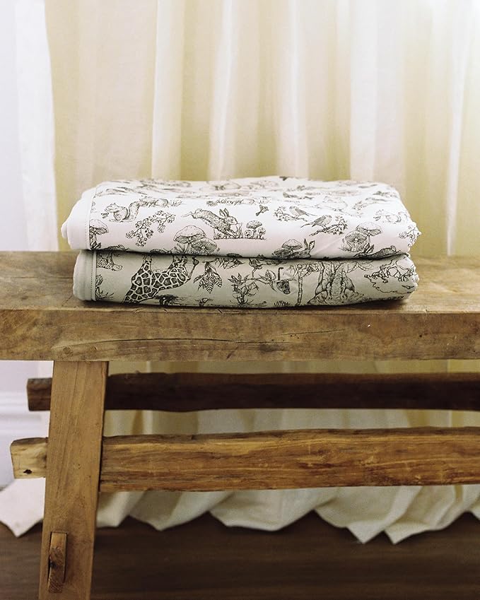 Oilo Safari Baby Blanket, Safari Animals Baby Blanket with Ultra, Soft Plush Backing & Organic Cotton Jersey Print, Double, Layered 30x40 Blanket for Newborns & Toddlers