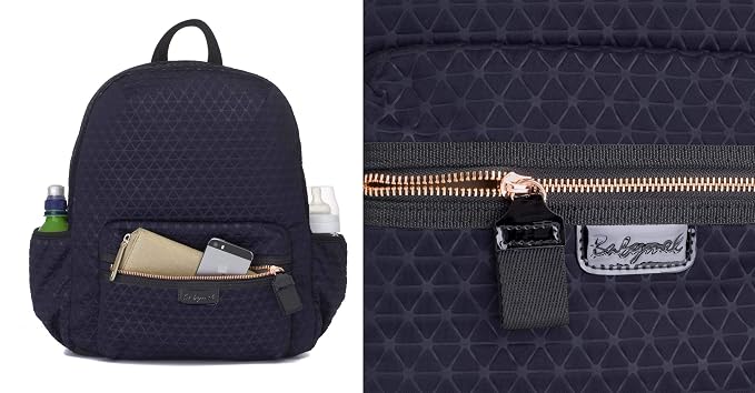Luna Ultra Lite Navy Scuba Diaper Travel Backpack by Babymel | Large Capacity, Water Resistant, Modern Style, Multi-Functional and Durable Baby Bag with Changing Pad and Integrated Stroller Straps
