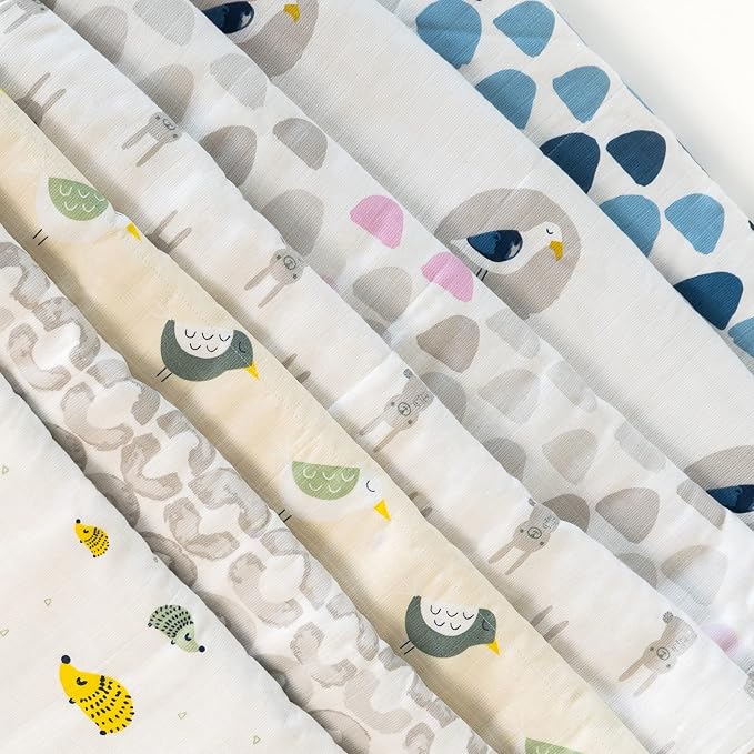 Organic Muslin | Cotton Blanket, Kids, Baby, Quilt, Triple Layer Muslin, Bed, Crib, GOTS Certified, Organic Cotton (Blue Hill)