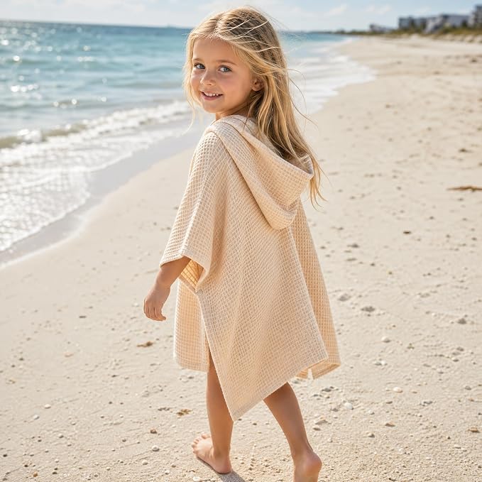 ZICOTO Soft Hooded Beach Towel for Kids - Cute Towel for Babies and Toddler Made of Waffle Cotton - Perfect Lightweight and Absorbent for Bath, Beach, Pool