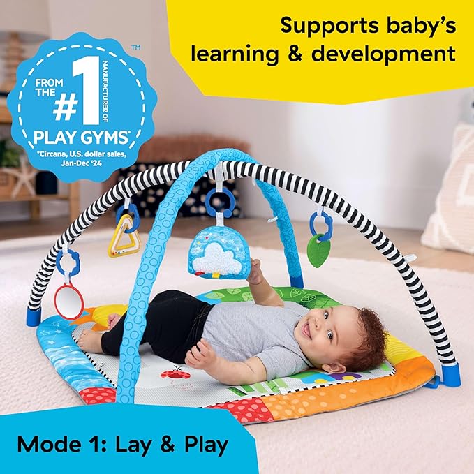 Baby Einstein Cal?™s Curiosity Center Foldaway Play Gym, Educational Activity Gym, with Music & 5 Multisensory Toys; Ages 0 Months and up