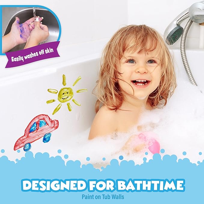 Tub Works® Bath Paint Soap Bath Toy, Shimmer 6 Pack | Non-Toxic | Washable Bathtub Paint for Finger Painting on Tub Walls | Ideal Toddler Bath Toys for Creative Play | Easy to Clean, Fun Paint Soap
