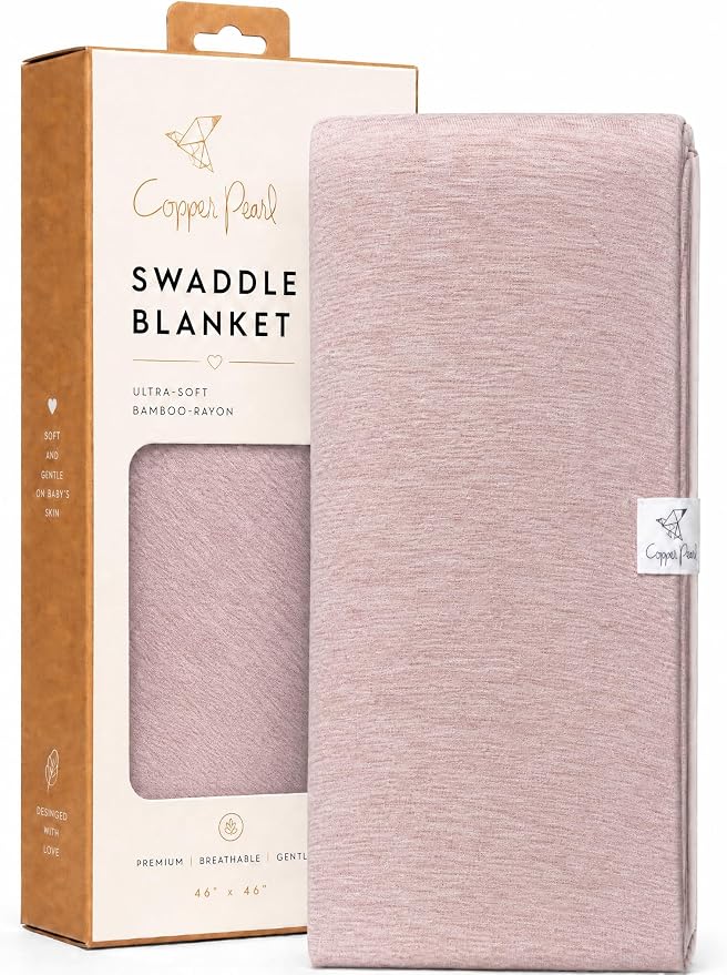 Copper Pearl Swaddle Blankets for Newborns | Soft Stretchy Receiving Blankets for Boys and Girls | Large 46 x 46 Inch Baby Blankets | Lightweight and Breathable Swaddles | Maeve