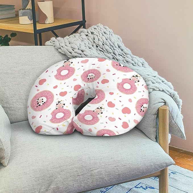 Donuts and Cows Breastfeeding Pillow Slipcover for Baby Breastfeeding Slipcover Infant Newborn Nursery Bottle Pillowcase Baby Essentials