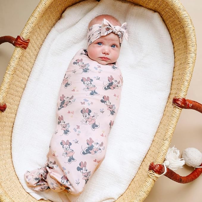 Copper Pearl Large Premium Knit Baby Swaddle Receiving Blanket Minnie Mouse
