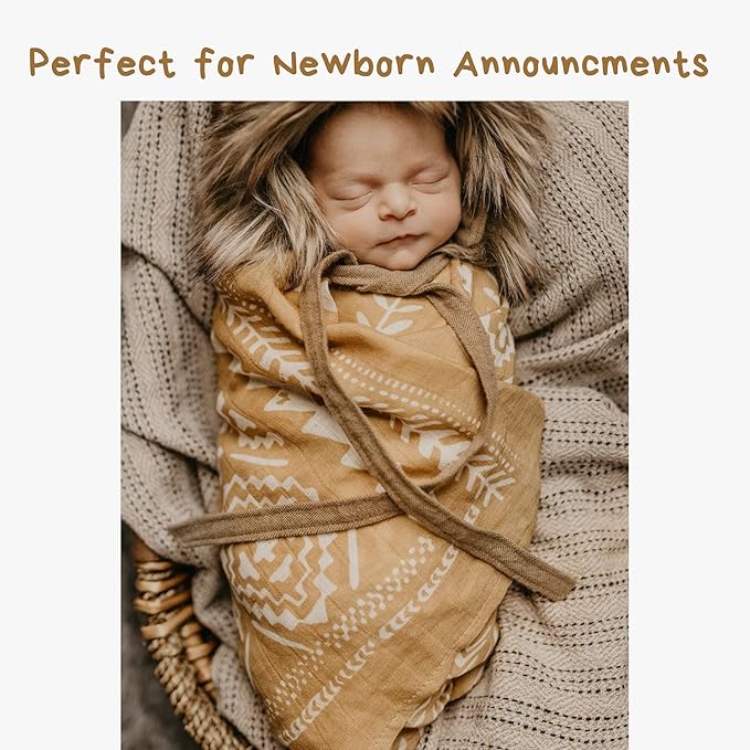 Mini Wander Swaddles for Newborns Muslin Swaddle Blankets - Breathable Soft Gender Neutral Receiving Blanket Baby Essentials | 47 x 47 Cotton - (Tapestry (Honey Gold)