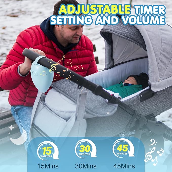 Baby Stroller Rocker Rechargeable, 11 Soothing Sounds Sleep Soother with Cry Activated Sensor, Adjustable Speed with 15,30,45 Minute Timer- Fits All Pushchairs & Prams Create a Baby Bouncer