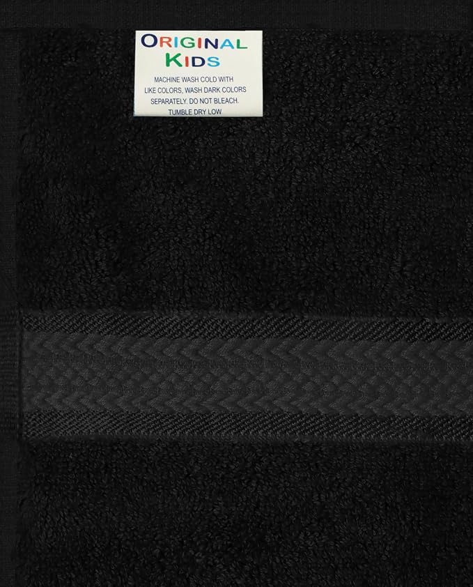 ORIGINAL KIDS Hooded Bath Towel Wrap - 2 Pack - Ultra Soft 100% Cotton Terry Large Oversized Hooded Kids Towel - Shower Pool Beach - 579 GSM Absorbent Quick Dry Plush Gift - 30 x 54 - Black