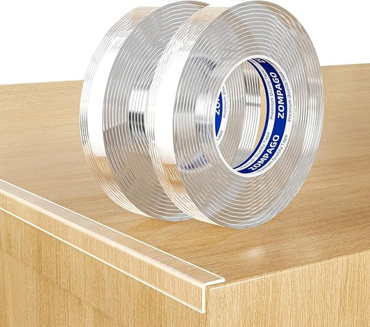 ZOMPAGO Clear Soft Corner Protectors for Furniture Strip,0.8in x13FT,2 RollSharp Edge & Table Bumper,Window Edge,Wall Protector, Soft Corner Guards Safe for Proof,Table Corner Protectors in Family