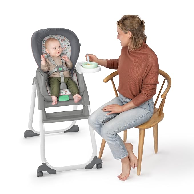 Ingenuity Full Course 6-in-1 High Chair - Baby to 5 Years Old, 6 Convertible Modes, 2 Dishwasher Safe Trays - Milly