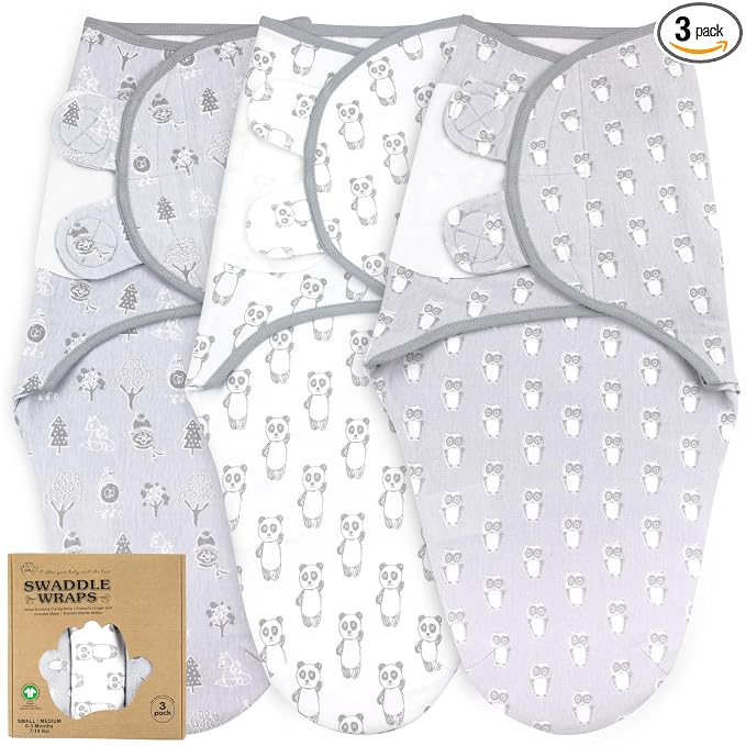 Swaddles for Newborns – 3-Pack Infant Swaddles 0-3 Months – Adjustable Newborn Swaddle Sleep Sack – Soft Organic Cotton Baby Wrap for Safe & Cozy Sleep