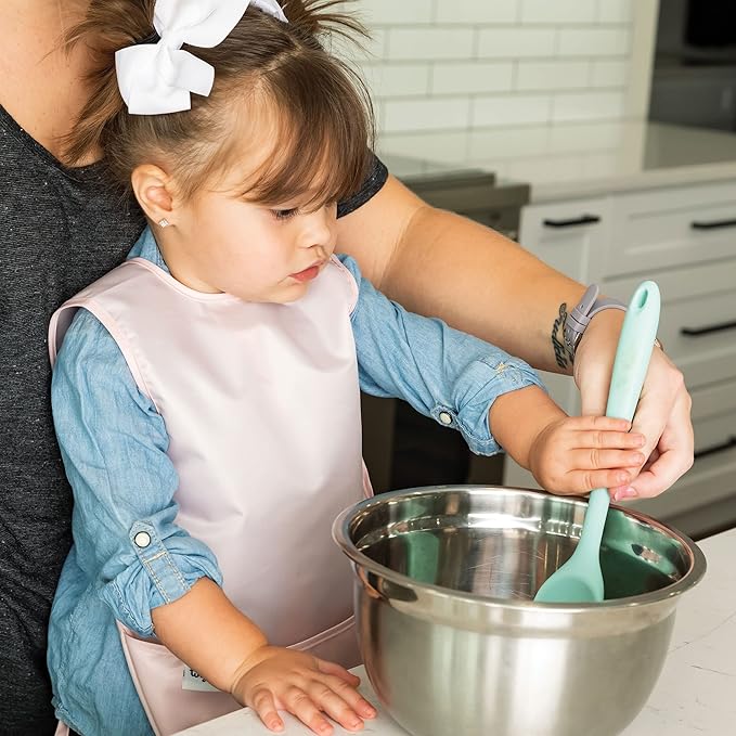 Tiny Twinkle Mess Proof Baby Bibs | 2 Pack Waterproof Toddler Bib for Eating | Baby Apron for Feeding, Machine Washable, Perfect Shower Gift (Rose Burgundy, 2-4Y)