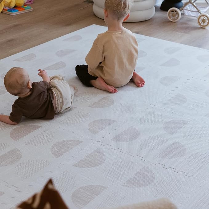 Little Landings Baby Play Mat for Floor - Aura Oat (4x6ft) - Premium EVA Foam Play Mat for Babies & Toddlers (Ages 0-5+) Non-Toxic Playmat for Tummy Time, Crawling & Playroom - Stylish & Comfortable