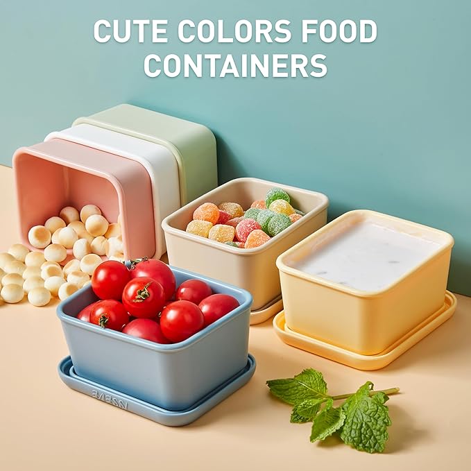 ISSEVE 8oz Silicone Snack Containers for Kids, 1 Cup Reusable Small Containers with Lids, Leak Proof Silicone Food Storage Containers, Kids Lunch Box for Daycare, School, Travel (6)