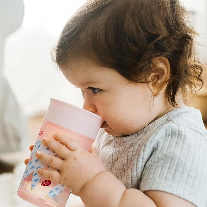 Dr. Brown's Milestones Cheers 360 Spoutless Transition Cup, Travel Friendly and Leak Free Sippy for Babies and Toddlers, Pink Animals, BPA-Free, 10 oz/300 mL, 9m+, 1-Pack