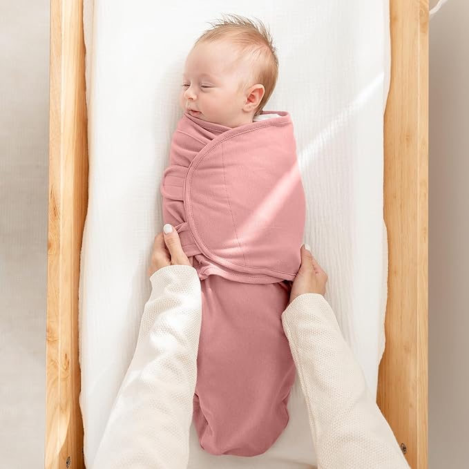 Comfy Cubs Easy Swaddle Blanket, 3 Pack - 100% Cotton Newborn Wrap, Large for 3-6 Months Infants, Breathable and Durable Sleep Sack for Babies - Blush, Mauve & Mulberry