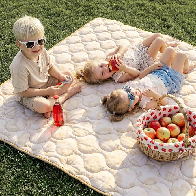 Momcozy Baby Play Mat for Floor, 59"x71" Thickened Playpen Mat, Playmate for Baby Tummy Time, Waterproof & Non-Slip, Foldable Outdoor Mat with Carrying Handle, Leopard