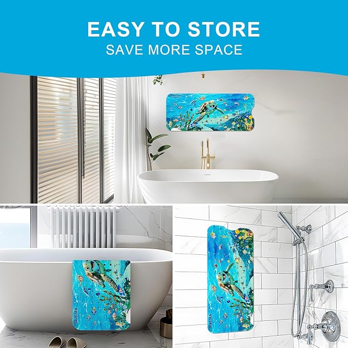 XIYUNTE Baby Bath Mat for Tub Non Slip Kids Bath Mat - 40''x16'' Extra Long Cartoon Bathtub Mat Non Slip Kids Shower Mat Eco-Friendly Toddler Bath Mats with Suction Cups, Machine Washable
