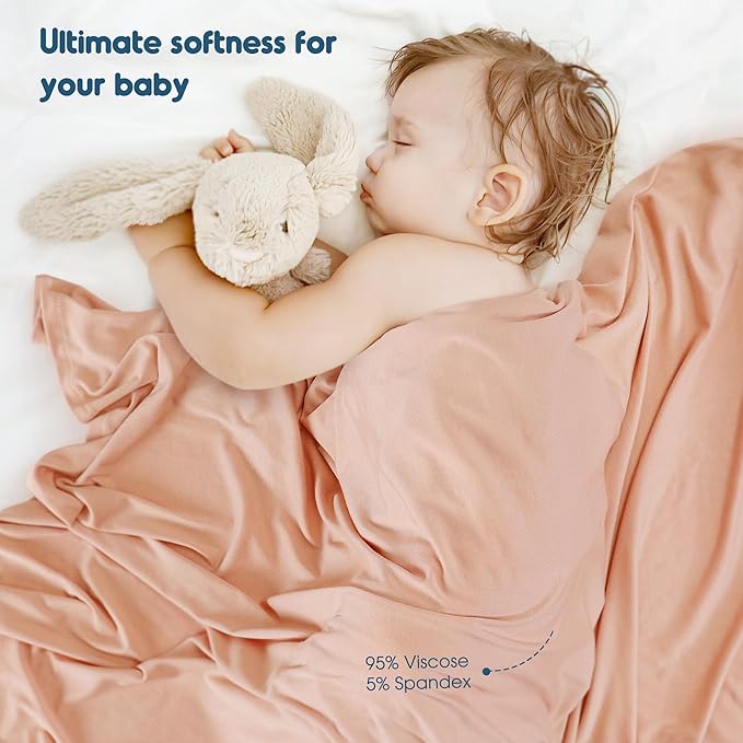 GRSSDER Newborn Swaddle Blanket, Ultra Soft Stretchy Jersey Knit Receiving Blankets 2 Pack, Comfortable and Lightweight, Easy to Swaddle Baby Snug and Cozy, Extra Large Size 33 x 44