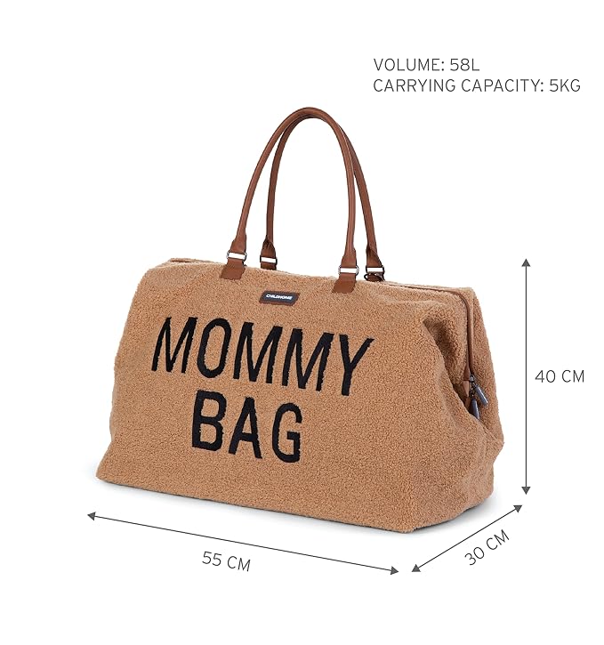 Childhome The Original Mommy Bag, Large Baby Diaper Bag, Hospital Bag, Large Travel Tote Bag, (Teddy Brown)