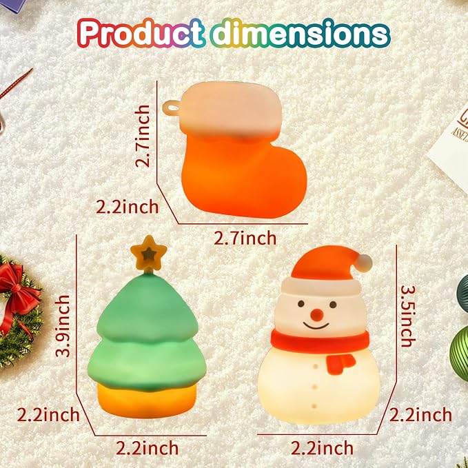 Night Light for Kids,Silicone Snowman Nightlight,Rechargeable Portable Bedside Touch Boot Lamp,Dimmable RGB Christmas Tree Lights for Breastfeeding,Room Decor,Baby Nursery,Gifts for Kids