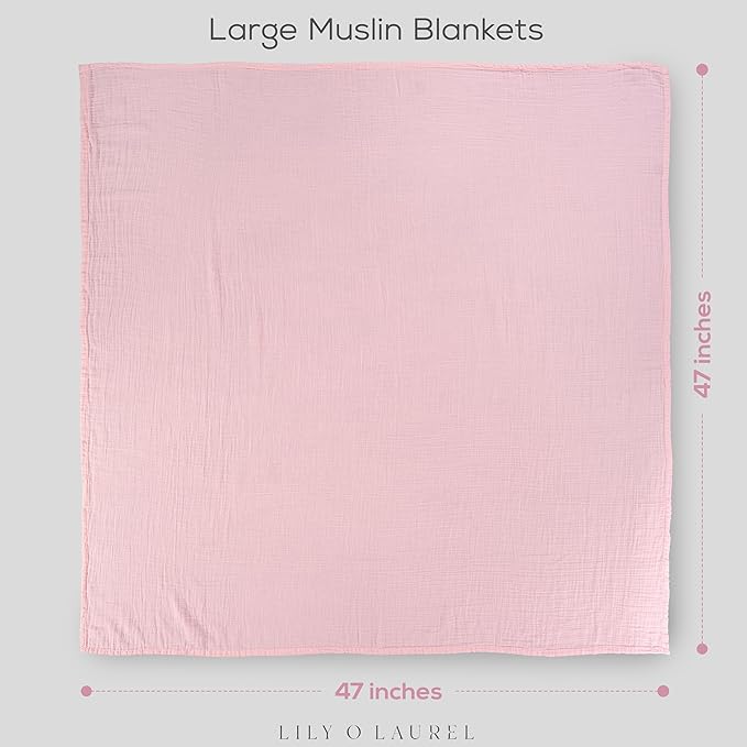Muslin Swaddle Baby Blanket for Boys and Girls, 100% Cotton, Swaddles for Newborns, 47"x47", Soft Breathable Skin Friendly Warm ??Pack of 2