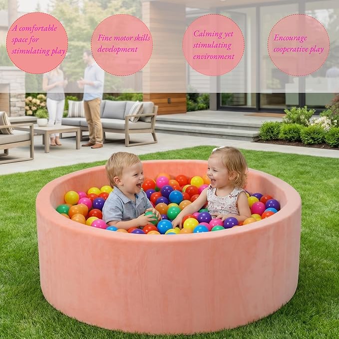 Foam Baby Ball Pit, 35.4"x 11.8" Ball Pits for Toddlers, Soft Round Kiddie Playpen Ball Pool for Kids with Soft Memory Sponge, Ideal Gift for Babies Indoor and Outdoor Game,Pink(Balls not Included)