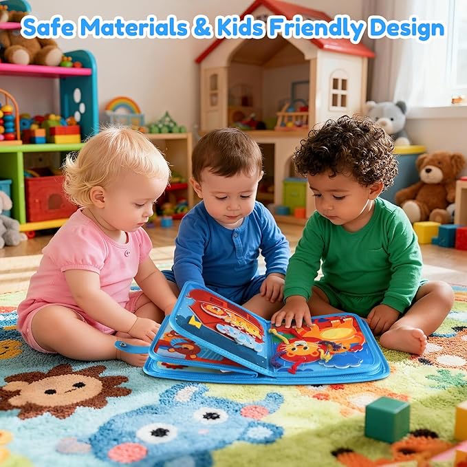 Noah’s Ark Busy Book for Toddlers 1-3, Montessori Quiet Book with 20 Activities, Travel Toy for Fine Motor Learning, Gift for Boys Girls
