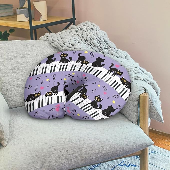 Black Cat 2 Nursing Pillow Cover Breast Feeding Pillow Covers 1 Pack for Breastfeeding Pillow Soft Fabric Fits Snug On Infant Feeding Cushion Cover Pillow Not Included
