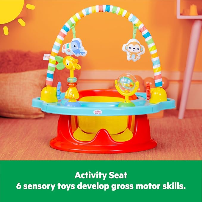 Bright Starts 3-in-1 SuperSeat Playful Paradise, Baby Activity Seat with Toys, Snacking Tray, Booster Seat, BPA Free Tray, Unisex, 6 Months +