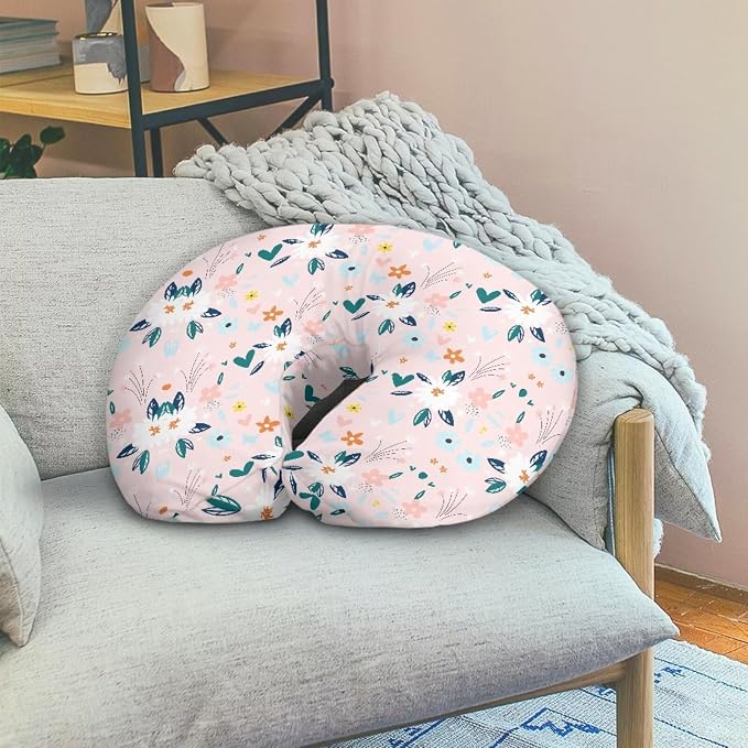 Cartoon Floral Nursing Pillow Covers, Machine Washable Premium Fabric Fits The Original Support Pillow for Breastfeeding and Bottle Feeding, Cover Only