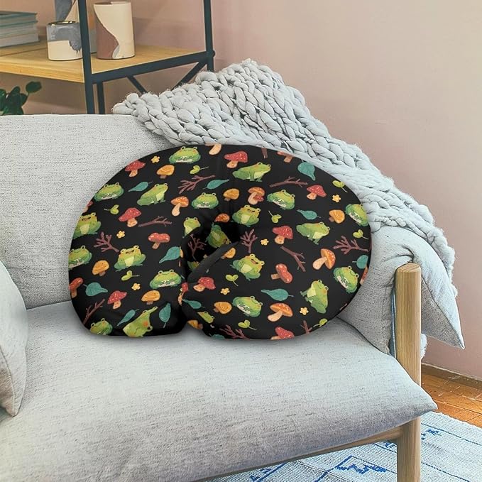 Breastfeeding Pillow Cover with Mushroom and Cute Frog Baby Breastfeeding Slipcover Infant Newborn Nursery Bottle Pillowcase Easy to Use and Dustptoof
