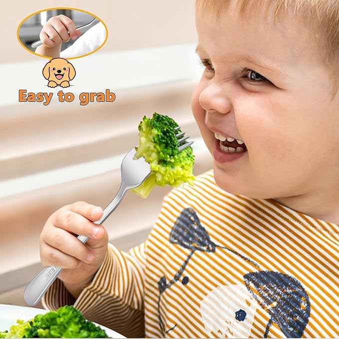 LIANYU 12-Piece Toddler Utensils, Stainless Steel Kids Silverware Set, 6 Kids Spoons and 6 Toddler Forks, Children Child Flatware Cutlery Set for Home Preschools, Dishwasher Safe