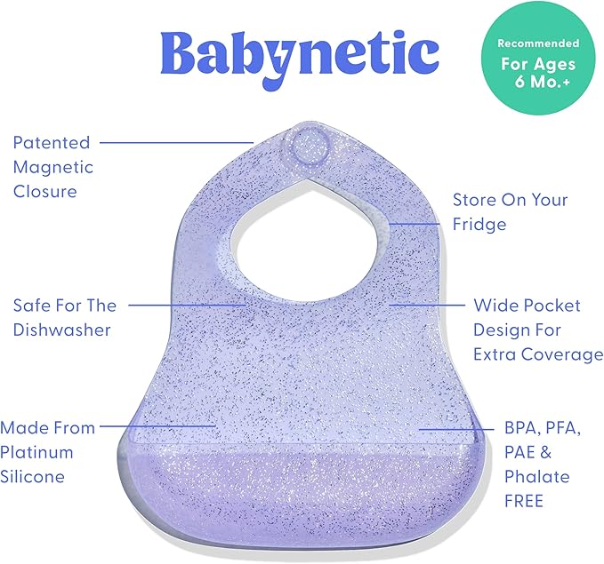 Magnetic Silicone Baby Bib ??Waterproof, Dishwasher Safe, BPA Free Food-Grade, Feeding Bib for Infants and Toddlers
