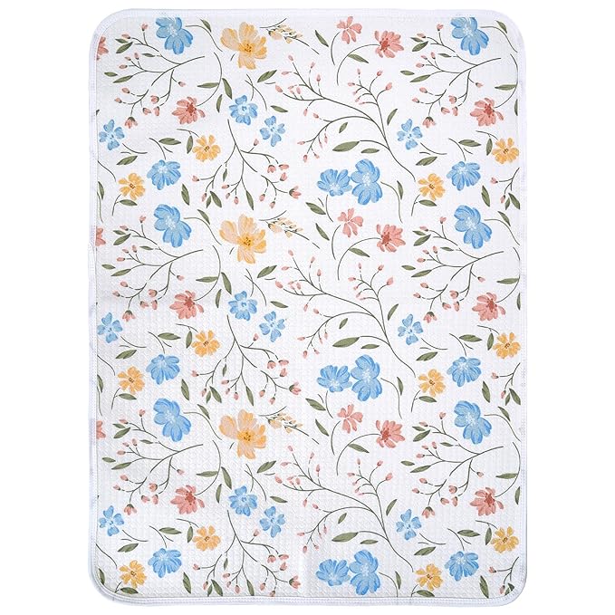 haakaa Waterproof Changing Pad Liners, 100% Cotton, Soft & Breathable (1pc, 19.5" x 27.5" Garden Flow)