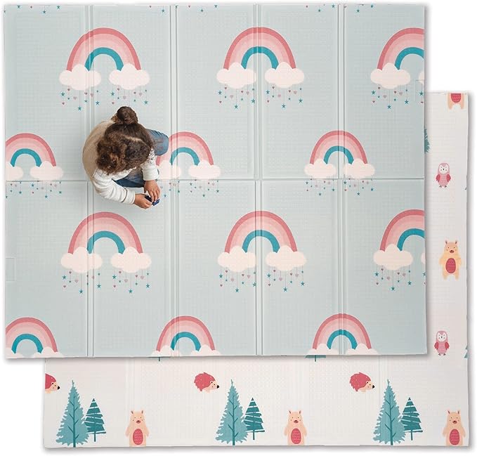 JumpOff Jo Foldable Foam Play Mat ??Large Waterproof Baby & Toddler Activity Floor Mat, Double-Sided 70 x 59 Inch Play Surface