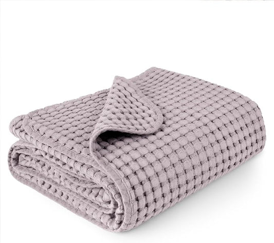 Konssy Waffle Baby Blanket - Soft & Cozy Nursery Swaddle Blanket, Lightweight Toddler Throw for Boys & Girls, Ideal for Wrapping(Purple)