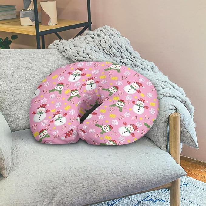 Cute Snowman Nursing Pillowcase Soft Cozy Breastfeeding and Bottle Feeding Support Pillows Cover with Hidden Zipper Easy to Use Nursing Cover for New Moms, Christmas Decor