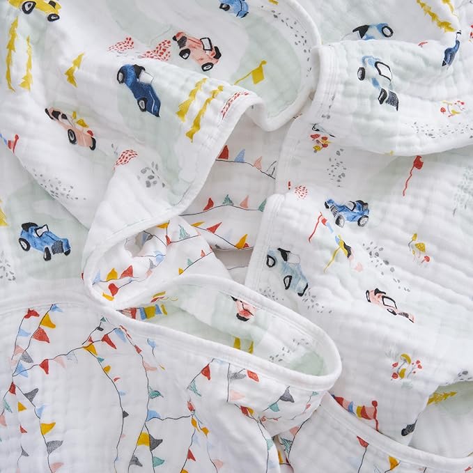 aden + anais Essentials Cotton Muslin Dream Blanket, Perfect for Babies, Infants and Toddlers, Crib Blanket, Nursery Essential, Vintage Car Rally