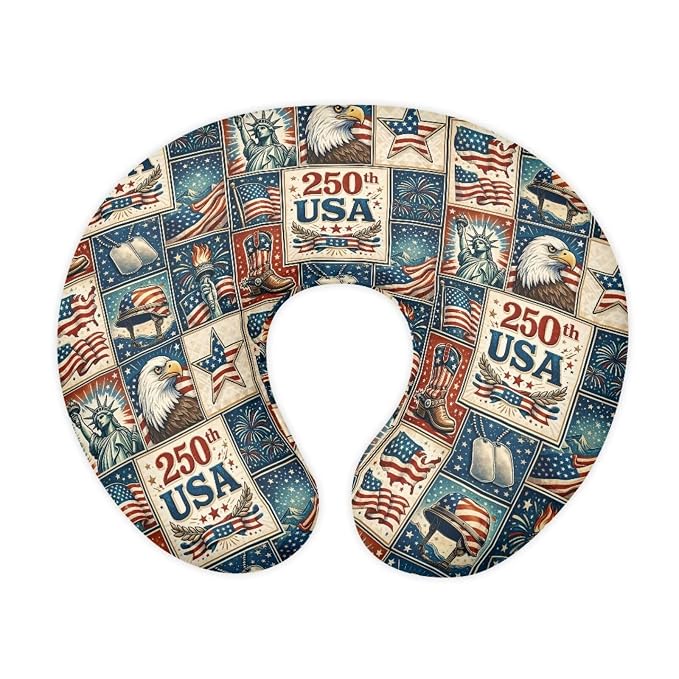Jeiento US Flag Eagle Soft Nursing Pillow Covers America's 250 Years Anniversary Patriotic Breastfeeding Pillowcase Newborn U-Shaped Cushion Cover for Baby Girl and Boys Independence Day Decor