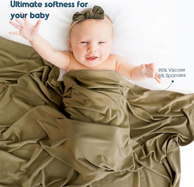 GRSSDER 2 Pack Newborn Swaddle Blanket, Ultra Soft Stretchy Jersey Knit Extra Large Size 33 x 44 Receiving Blankets for Easy Swaddling Baby Snug and Cozy
