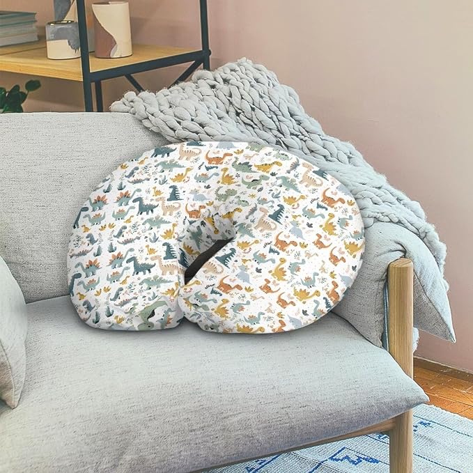Nursing Pillow Cover for Baby Boy Girl, Cartoon Dinosaur Stretchy Breastfeeding Pillow Slipcover, Lightweight Custom Gifts for Toddler Infant
