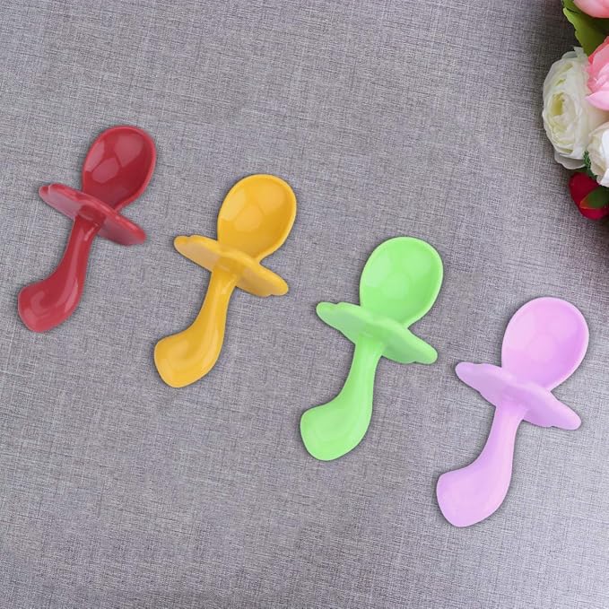 BESPORTBLE 4Set Eating Training Spork Set Safe Utensils for Boy Girl Portable Household Tableware Comfortable Grip Easy to Clean Random Color